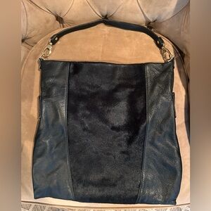 Atelier Vasiliki Lagis Black Leather And Calf Fur Large Zippered Tote Bag
